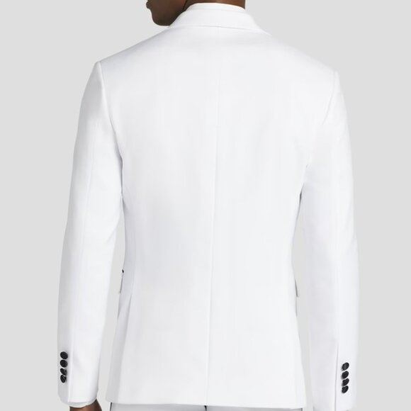 NEW Egara Skinny Fit Satin Peak Lapel White Tuxedo Jacket - Picture 5 of 5